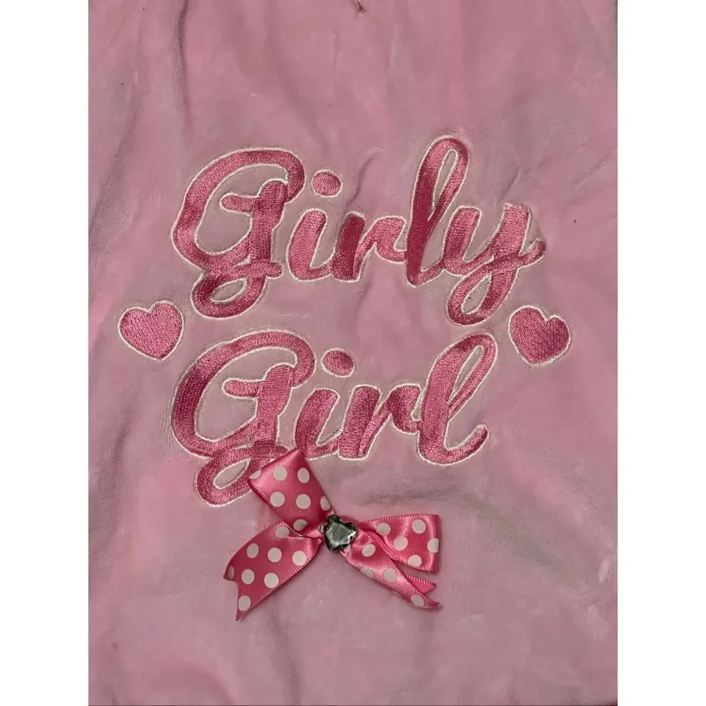 Puppy Love Pink Dog Sweatshirt Hoodie Size M Girly Girl Bow